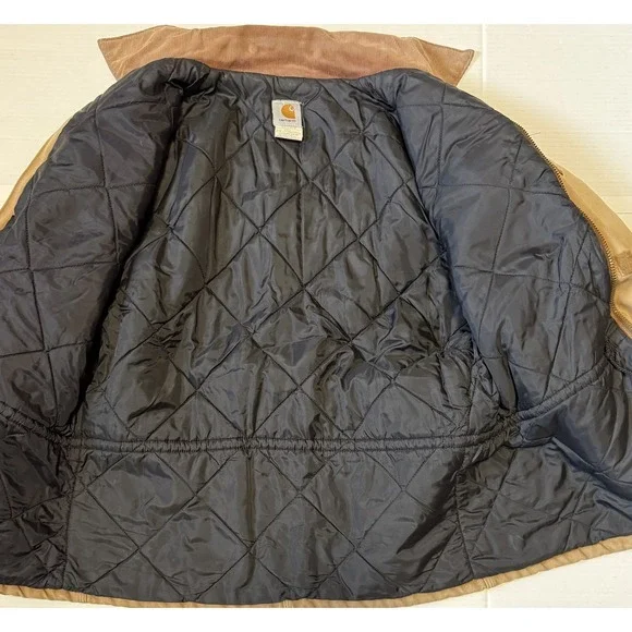 CARHARTT C03 - Men's Vintage Brown Arctic Quilt Lined Work Coat Jacket - Size 46